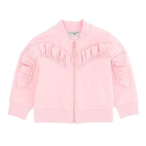 MonnaLisa pink baby girl's sweat suit with tulle ruffles